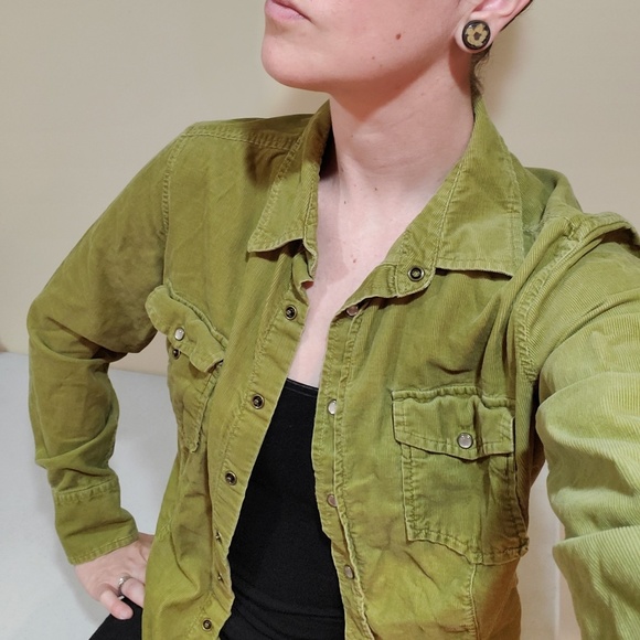 J. Crew Tops - J. Crew Geeen Cordaroy Button Up Medium